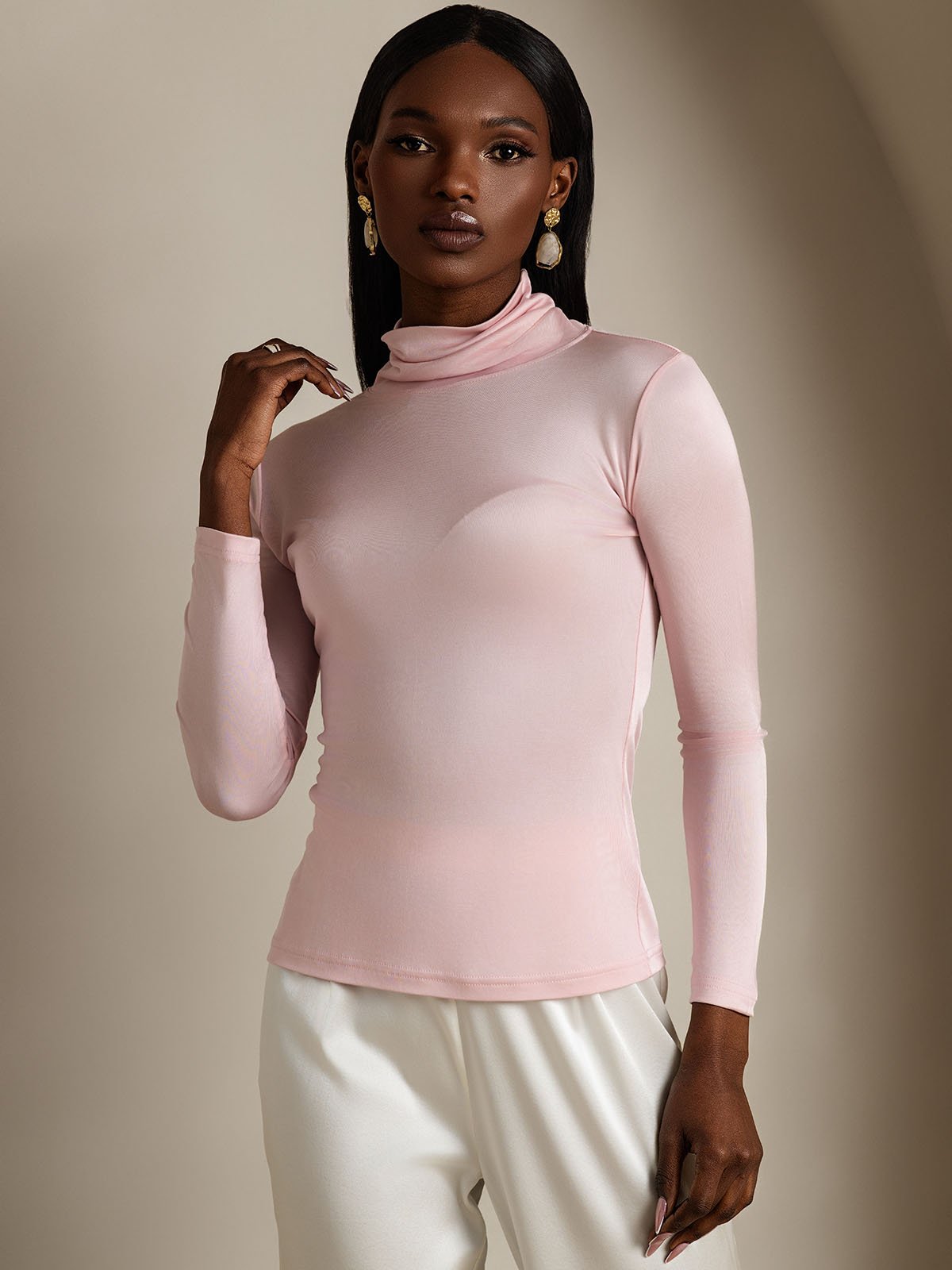 [Korallinpunainen] SilkSilky-FI Silk Long Sleeve Womens T-Shirt 004