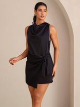 [Musta] SilkSilky-FI Sleeveless Cowl Neck Mekko 004