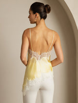 [Vaaleankeltainen] SilkSilky-FI Spaghetti Strap V Neck Camisole Top 002