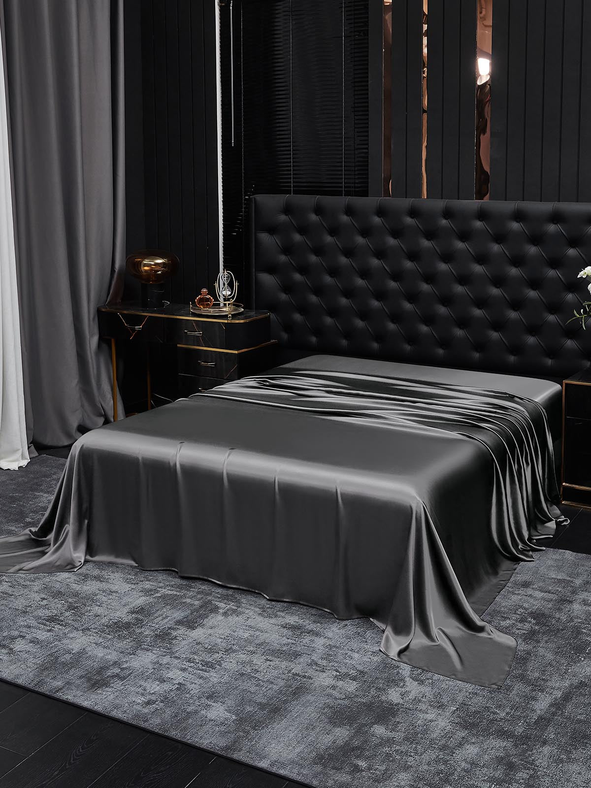 [Tumman Harmaa] SilkSilky-FI 19Momme Sheet 001