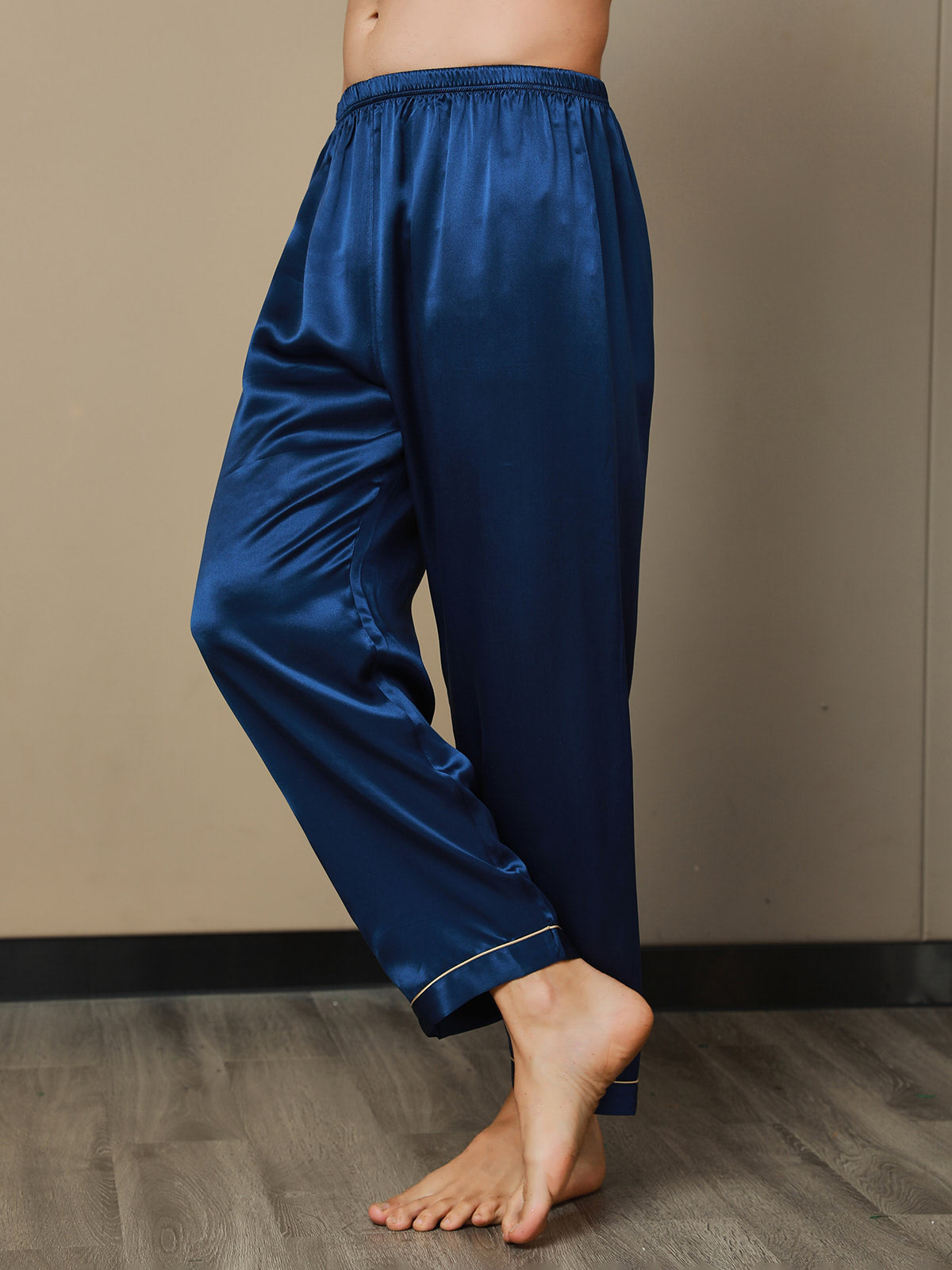 [Tummansininen] SilkSilky-FI Mens Sleep Bottoms 007