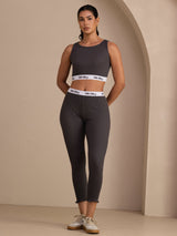 [Harmaa] SilkSilky-FI Sleeveless Crew Neck Women's Outfit Sets 003