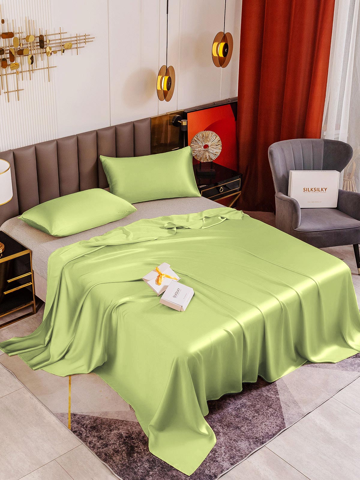 [Mintunvihreä] SilkSilky-FI 19Momme Bedding Set 001