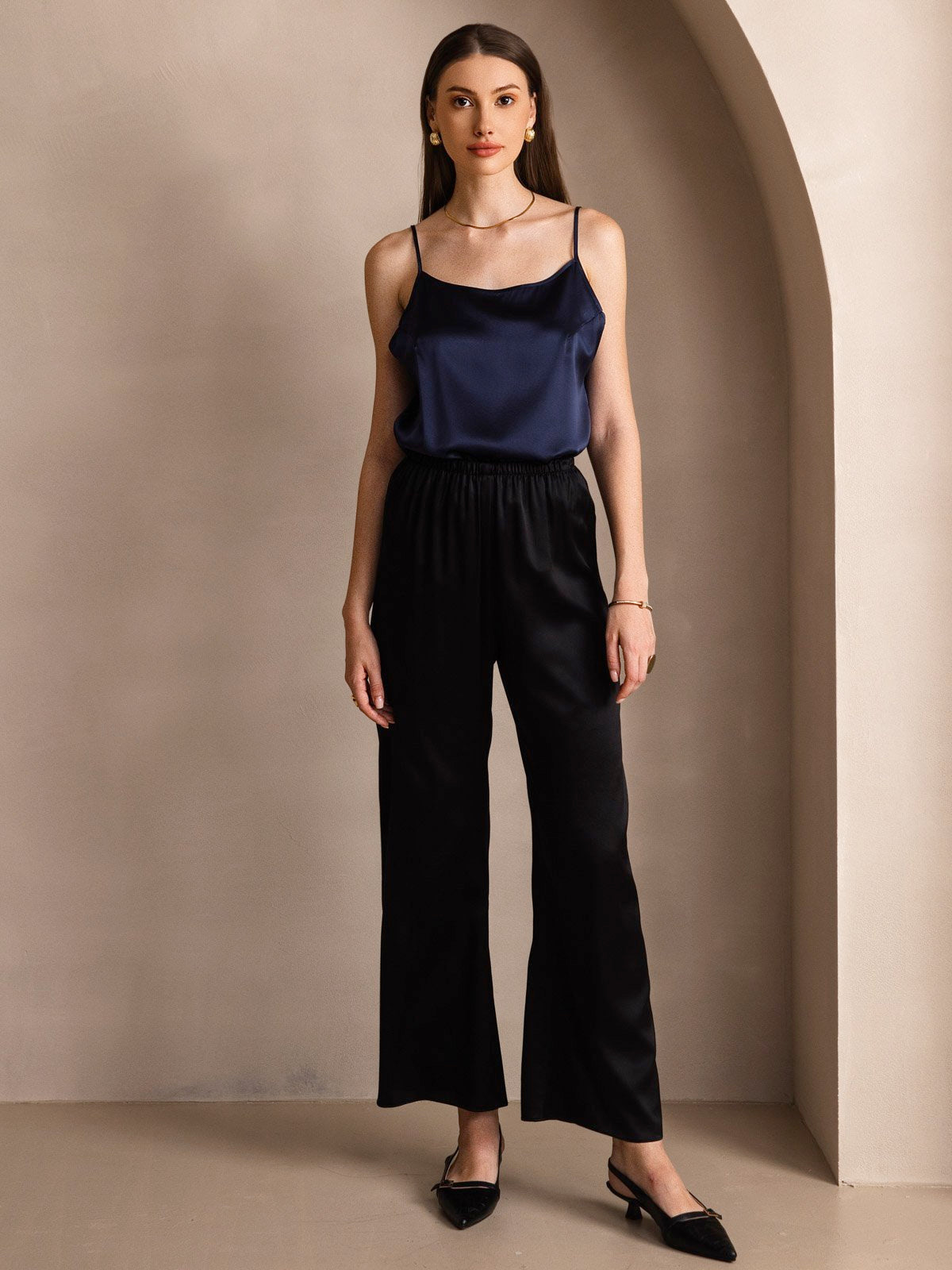 [Tummansininen] SilkSilky-FI 19Momme Camisoles 005