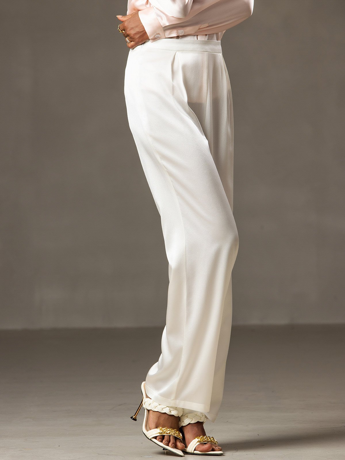 [Valkoinen] SilkSilky-FI 19Momme Womens Pants 003