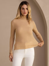 [Kuukivi] SilkSilky-FI Long Sleeve Turtle Neck Naisten T-paita 004