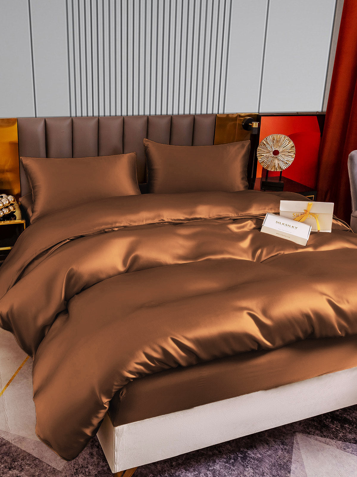 [Kahvi] SilkSilky-FI 22Momme Bedding Set 005