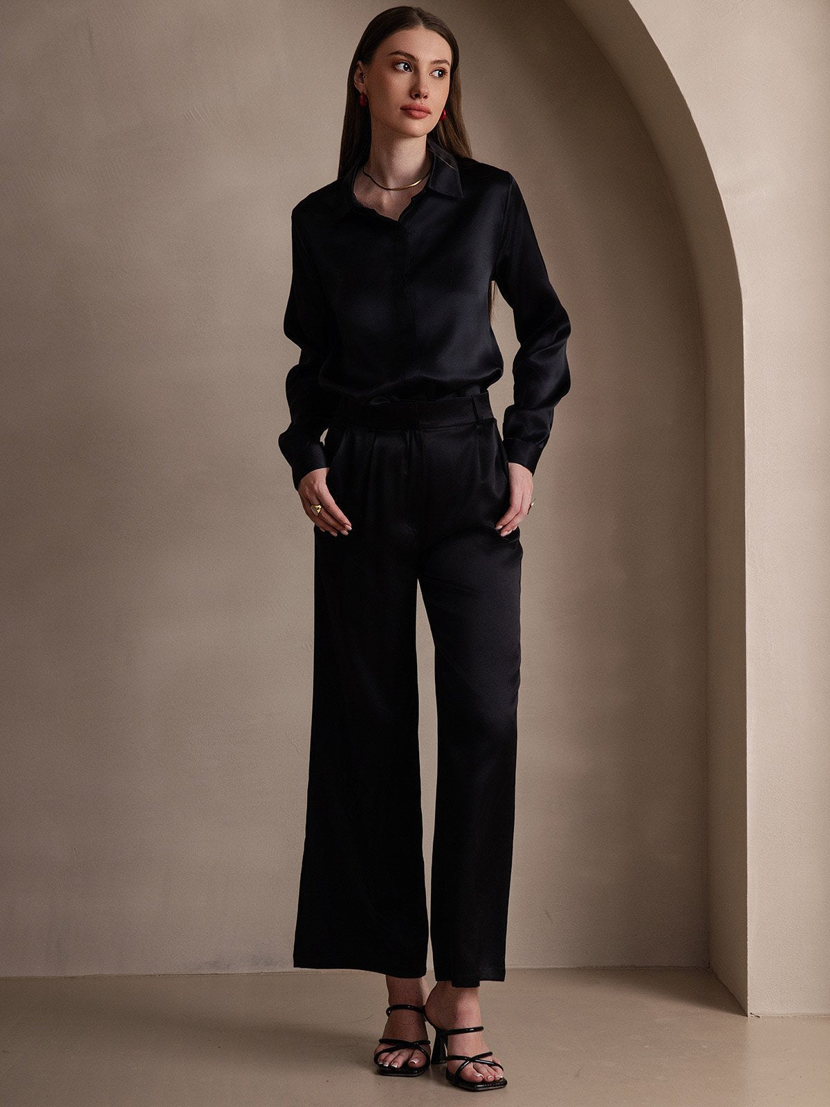 [Musta] SilkSilky-FI 19Momme Womens Shirt 007