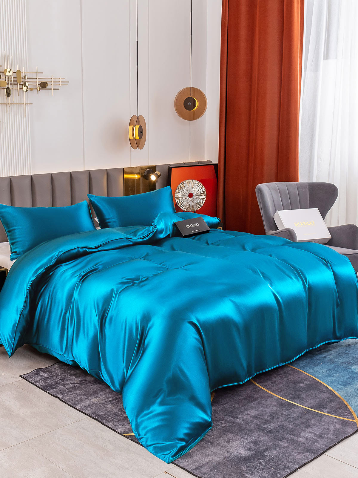 [Sinivihreä] SilkSilky-FI 19Momme Bedding Set 001