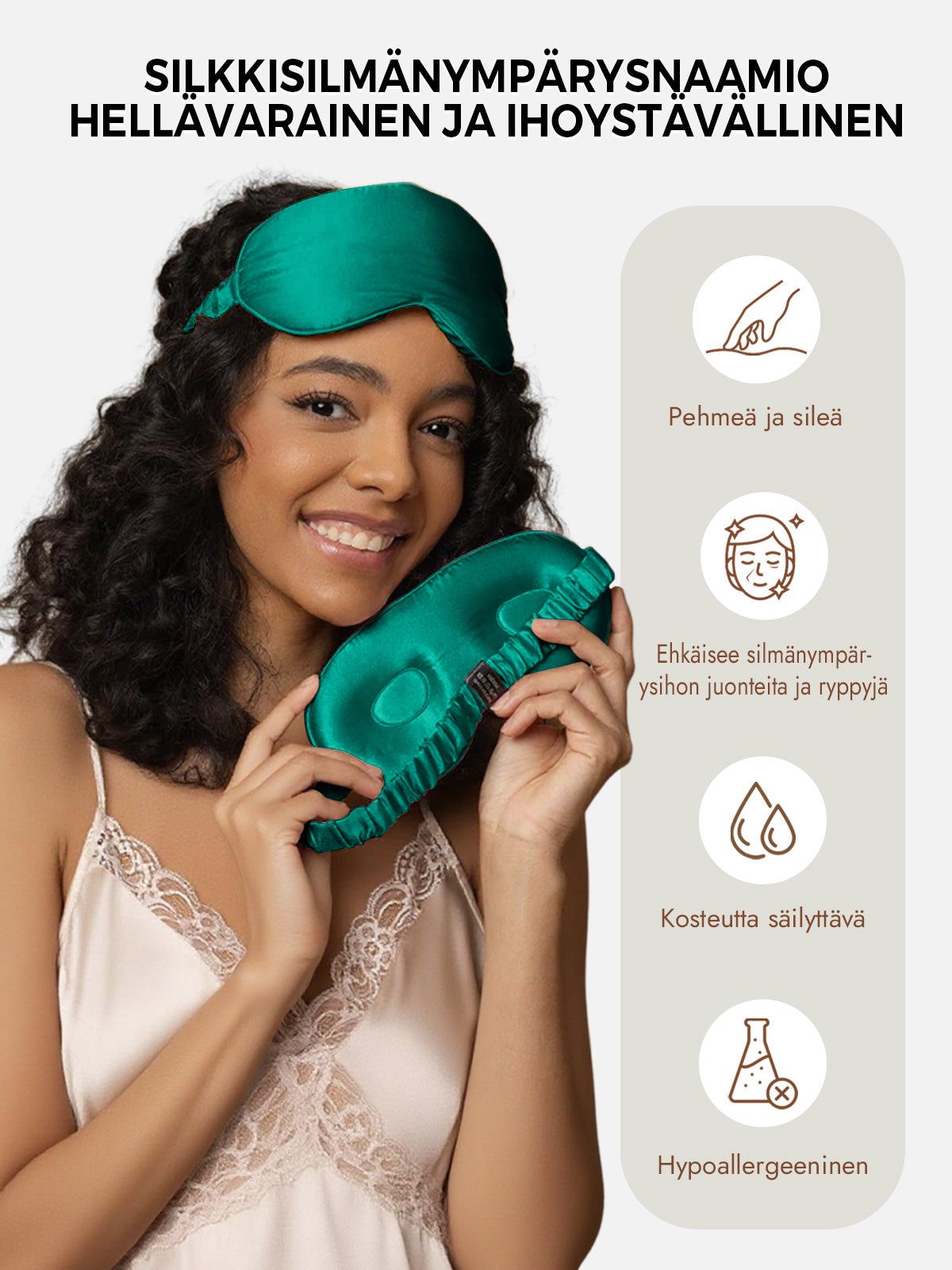 [Tummanvihreä] SilkSilky-FI Eye Mask 003