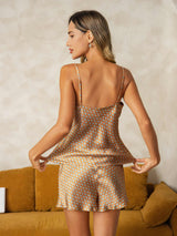 [Kukka] SilkSilky-FI 19Momme Spagettihihna V Pääntie Camisole Setti 002