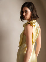 [Vaaleankeltainen] SilkSilky-FI Sleeveless Tie Neck Mekko 002