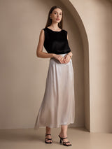 [Musta] SilkSilky-FI Sleeveless Round Neck Camisole Top 007