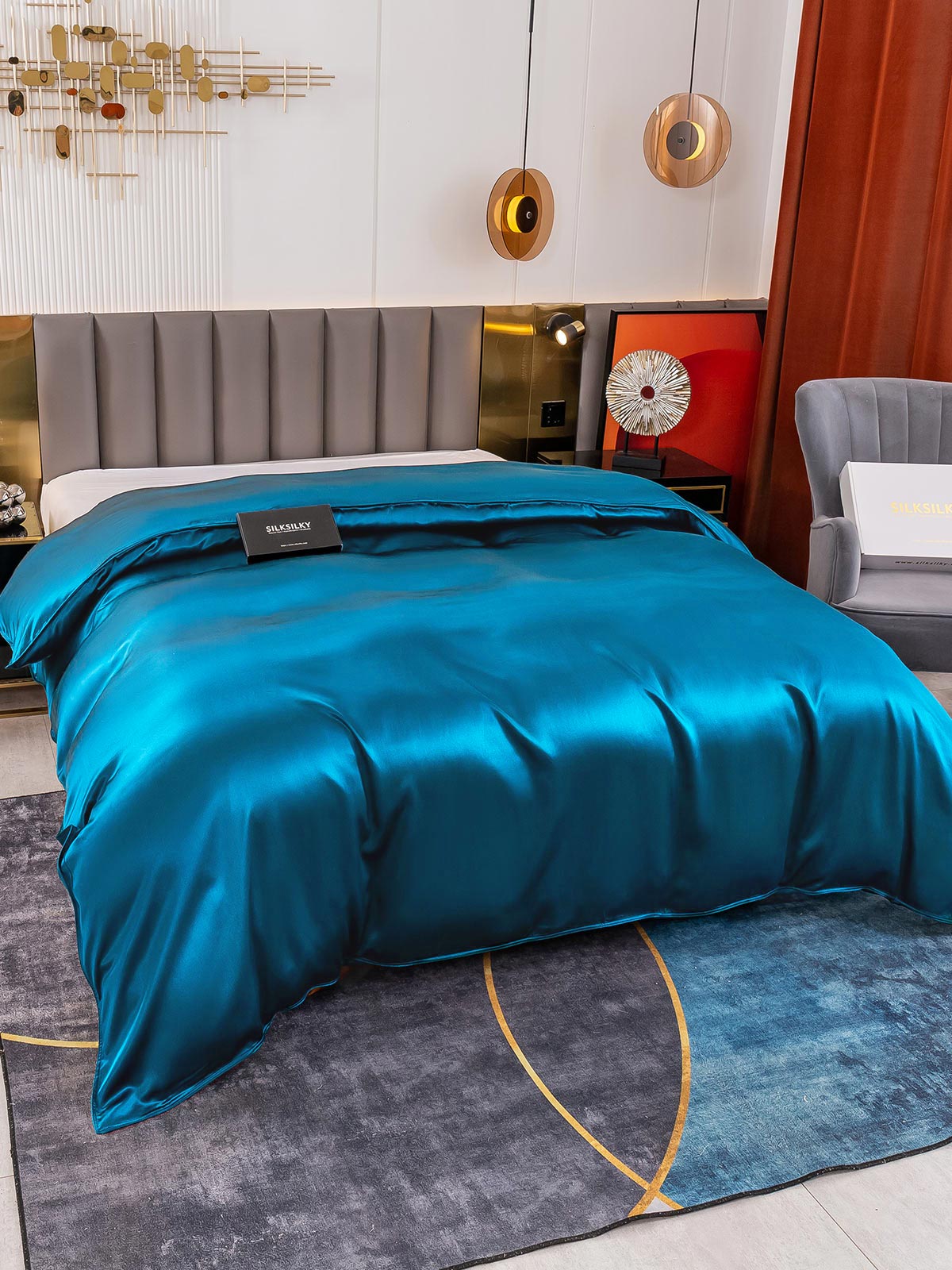 [Sinivihreä] SilkSilky-FI 19Momme Duvet Cover 003