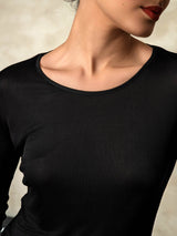 [Musta] SilkSilky-FI Long Sleeve Round Neck Naisten Pitkät Alusvaatteet 005