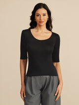 [Musta] SilkSilky-FI Half Sleeve Naisten T-paita 003