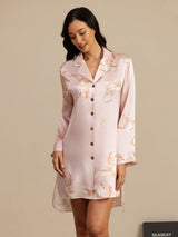 [Pinkki] SilkSilky-FI Long Sleeve Lapel Collar Unipaita 003
