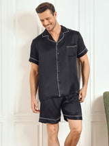 [Musta] SilkSilky-FI Short Sleeve Notkokaulus Miesten Pyjamat 001