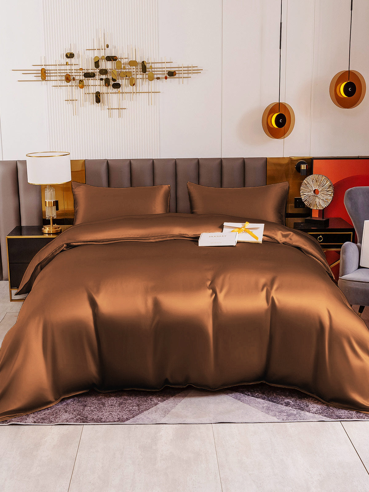 [Kahvi] SilkSilky-FI 19Momme Bedding Set 002