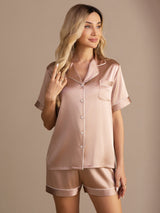 [Toscana] SilkSilky-FI Short Sleeve Notkokaulus Naisten Pyjamat 005