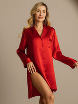 [Punainen] SilkSilky-FI Long Sleeve Lapel Collar Unipaita 003
