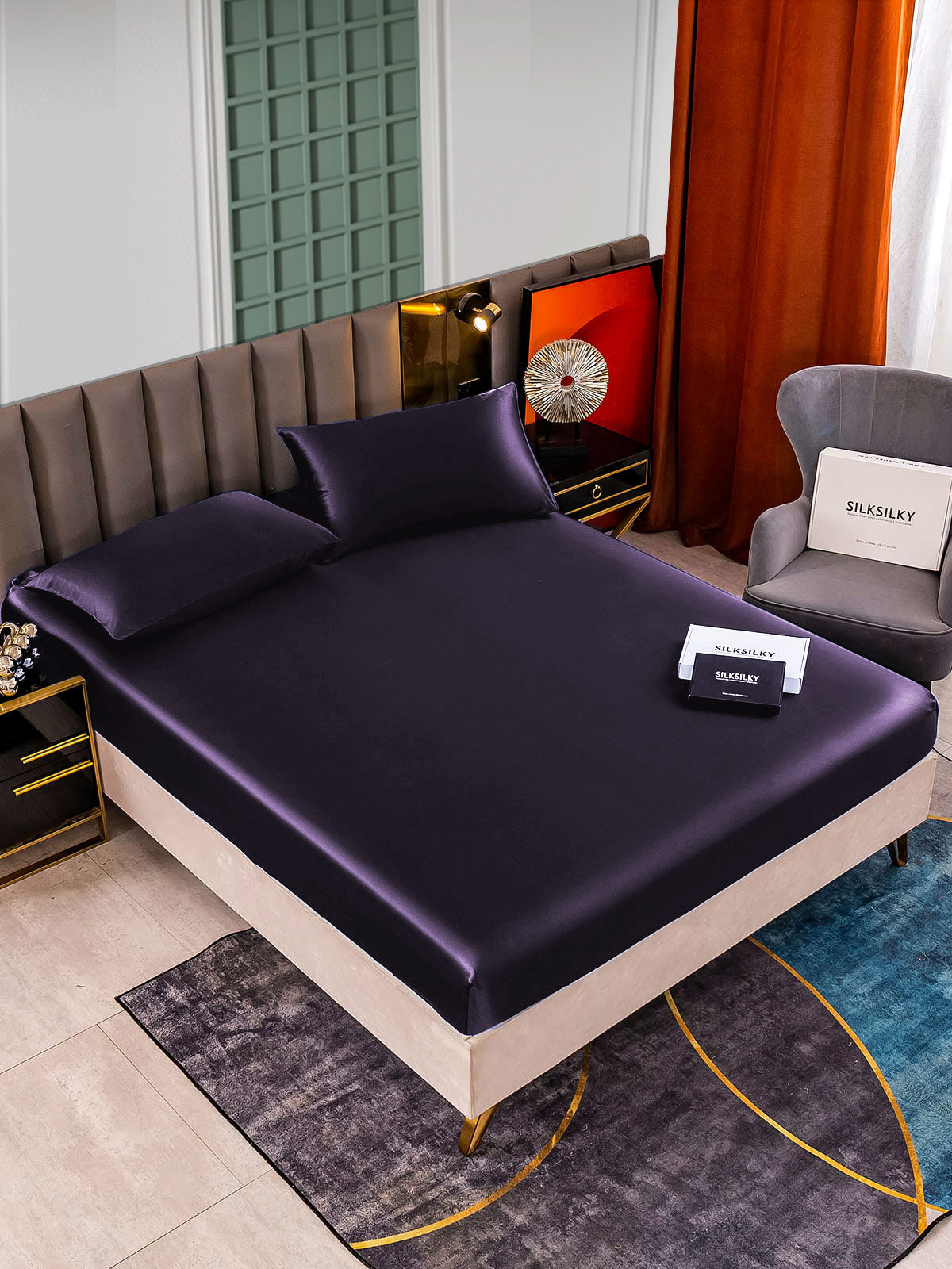 [Tumma Violetti] SilkSilky-FI 25Momme Bedding Set 001