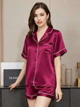 [Fuksia] SilkSilky-FI Short Sleeve Notkokaulus Naisten Pyjamat 004