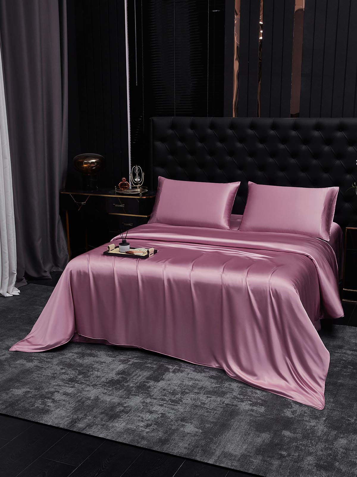 [Vaalean Mauve] SilkSilky-FI 25Momme Vuodevaatteet Setti 002