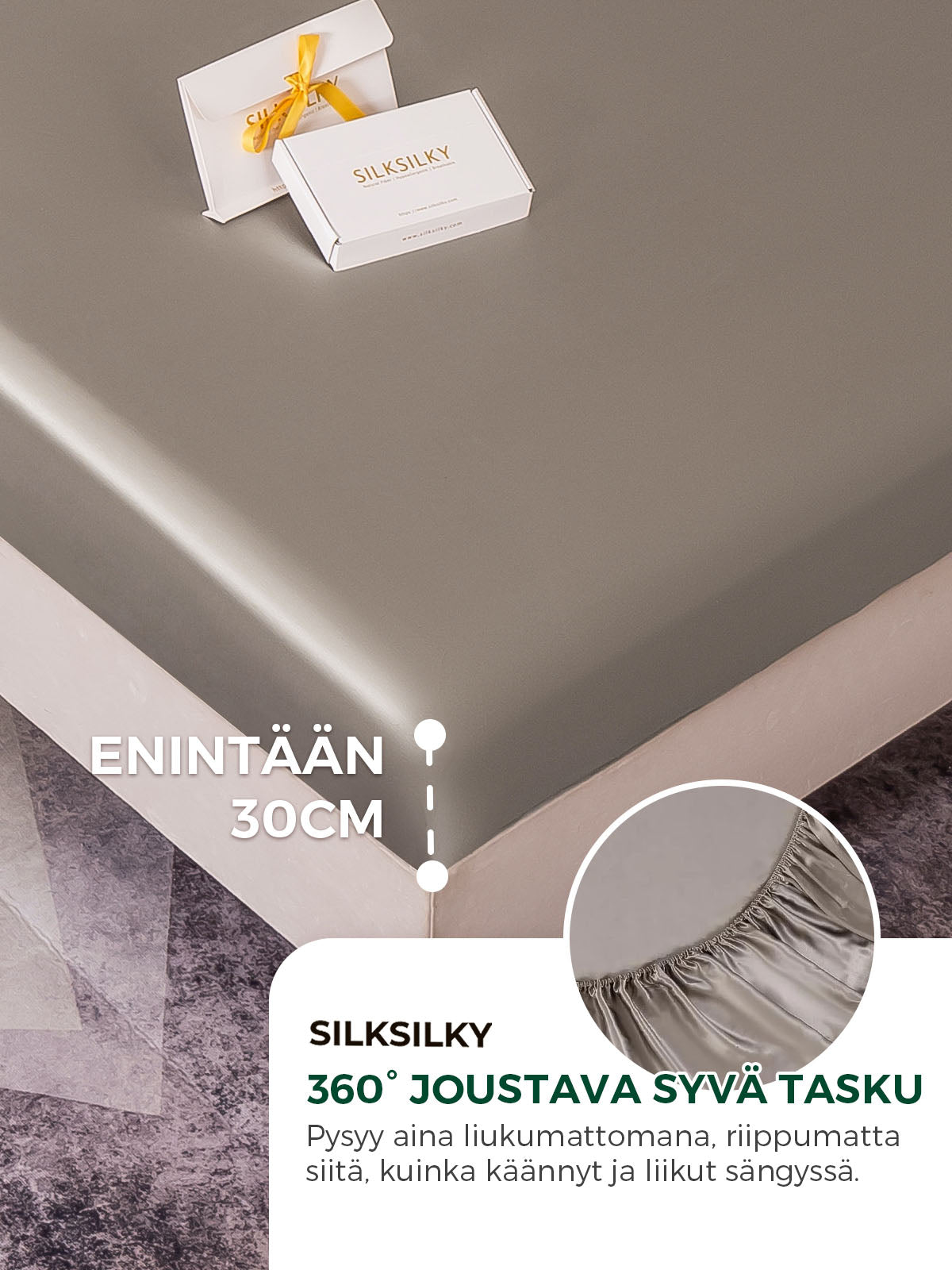 [Harmaa] SilkSilky-FI 22Momme Pure Silk Sheet 004