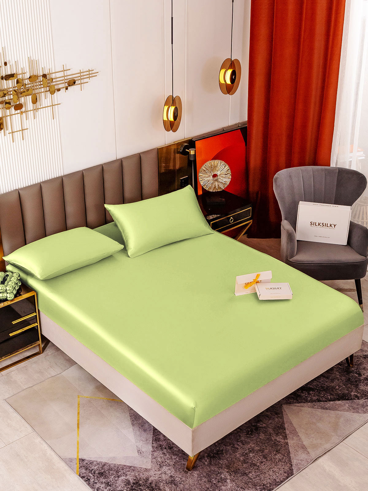 [Mintunvihreä] SilkSilky-FI 19Momme Bedding Set 001