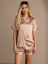 [Toscana] SilkSilky-FI Short Sleeve Notkokaulus Naisten Pyjamat 001
