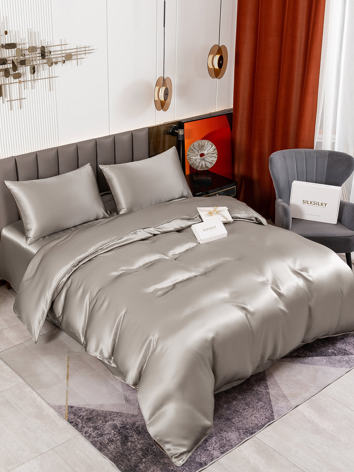 [Harmaa] SilkSilky-FI 19Momme Bedding Set 004