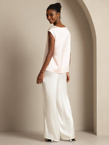 [Pinkki] SilkSilky-FI Cap Sleeve Round Neck Naisten T-paita 002