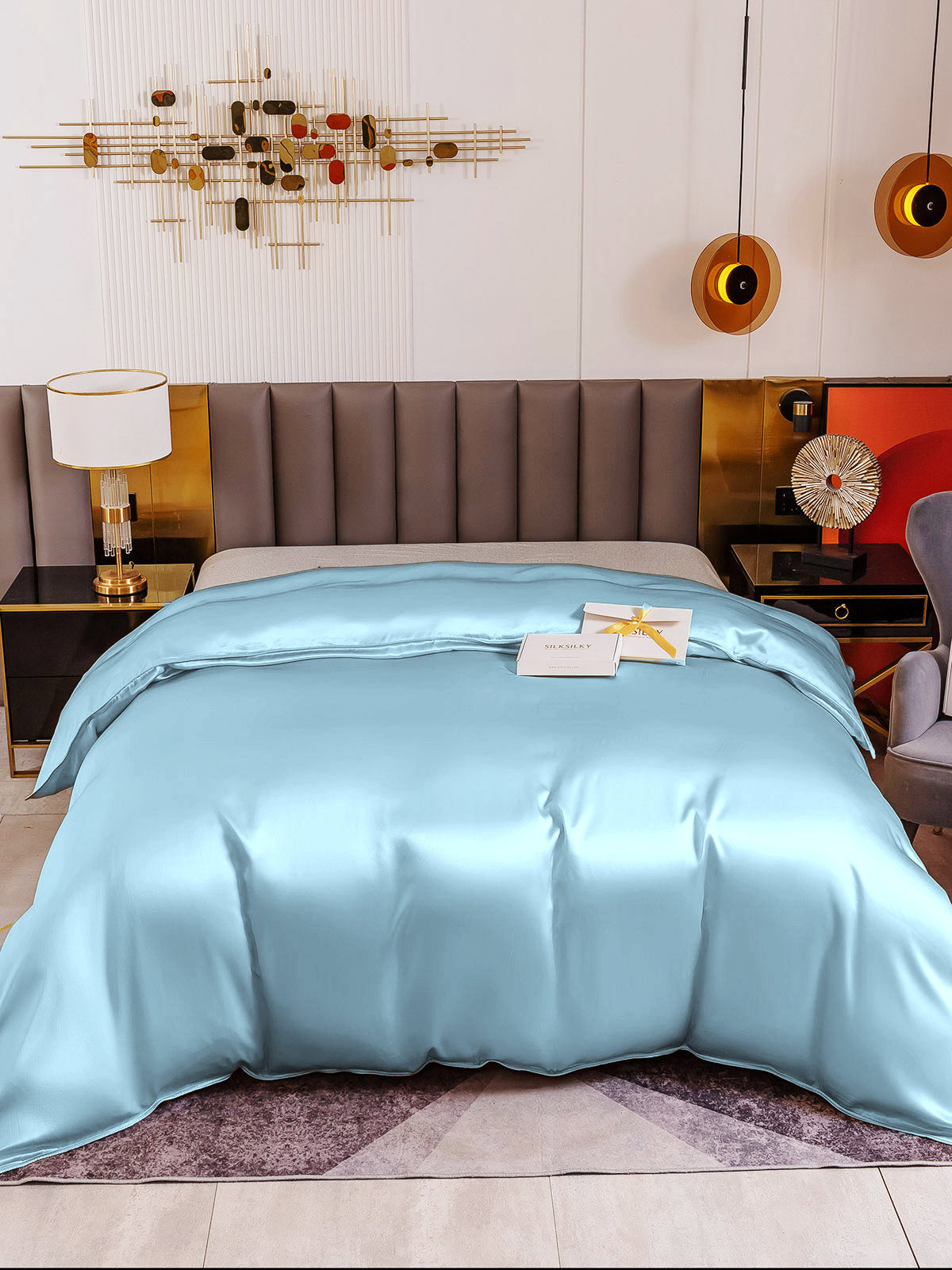 [Vaaleansininen] SilkSilky-FI 19Momme Duvet Cover 003
