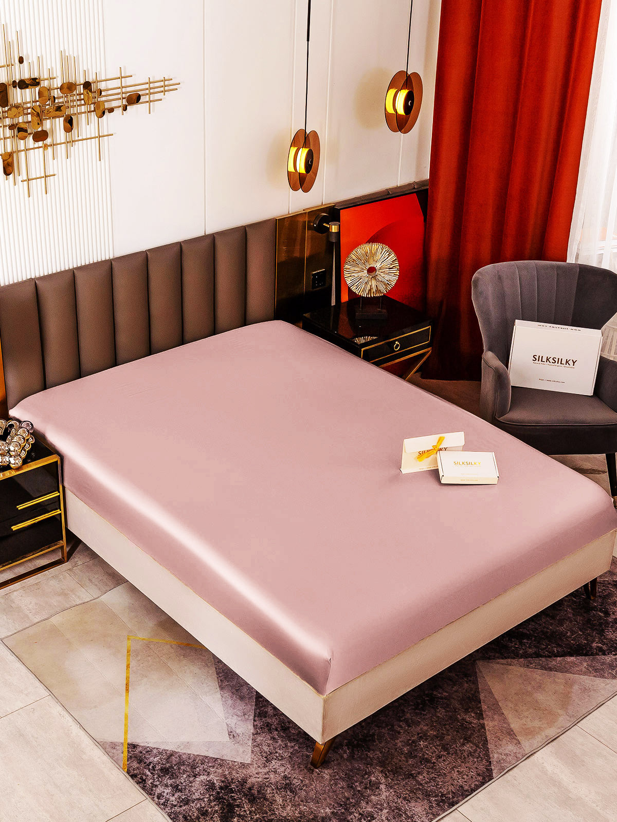 [Vaalean Mauve] SilkSilky-FI 19Momme Sheet 001