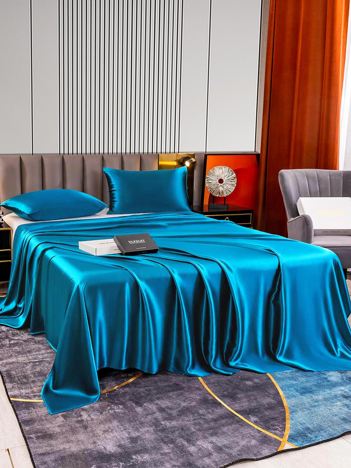 [Sinivihreä] SilkSilky-FI 22Momme Bedding Set 003