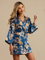 [Navy Lohikäärme] SilkSilky-FI 3/4 Sleeve Naisten Aamutakki 007