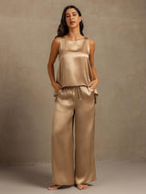 [Samppanja] SilkSilky-FI Sleeveless Scoop Neck Naisten Pyjamat 008