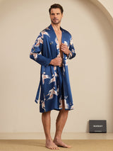 [Tummansininen] SilkSilky-FI 19Momme Long Sleeve Mens Pajamas 004