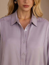 [Violetti] SilkSilky-FI Long Sleeve Lapel Collar Pusero 006