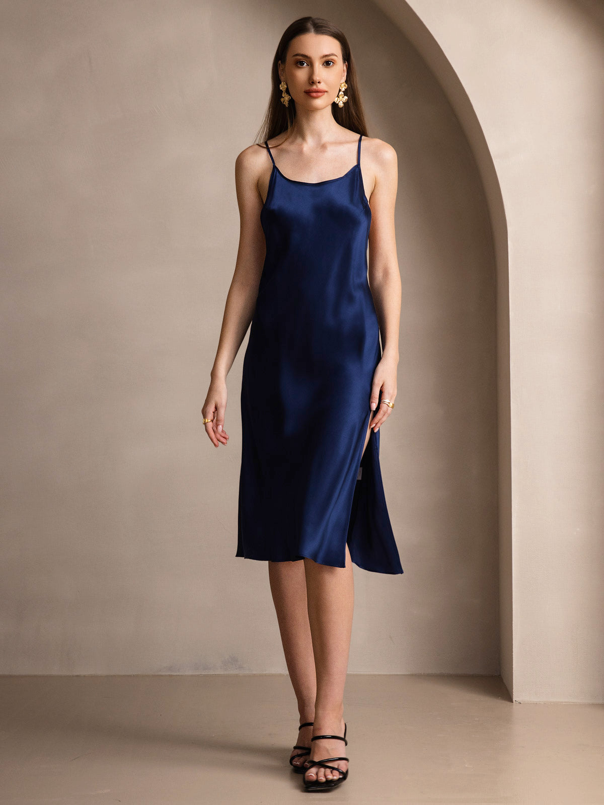 [Tummansininen] SilkSilky-FI Dress 003