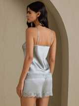[Harmaansininen] SilkSilky-FI Spaghetti Strap V Neck Camisole Setti 002
