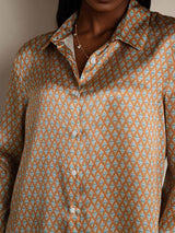 [Kukka] SilkSilky-FI Long Sleeve Lapel Collar Naisten paita 009