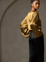 [Ruskea] SilkSilky-FI Long Sleeve Boat Neck Pusero 006