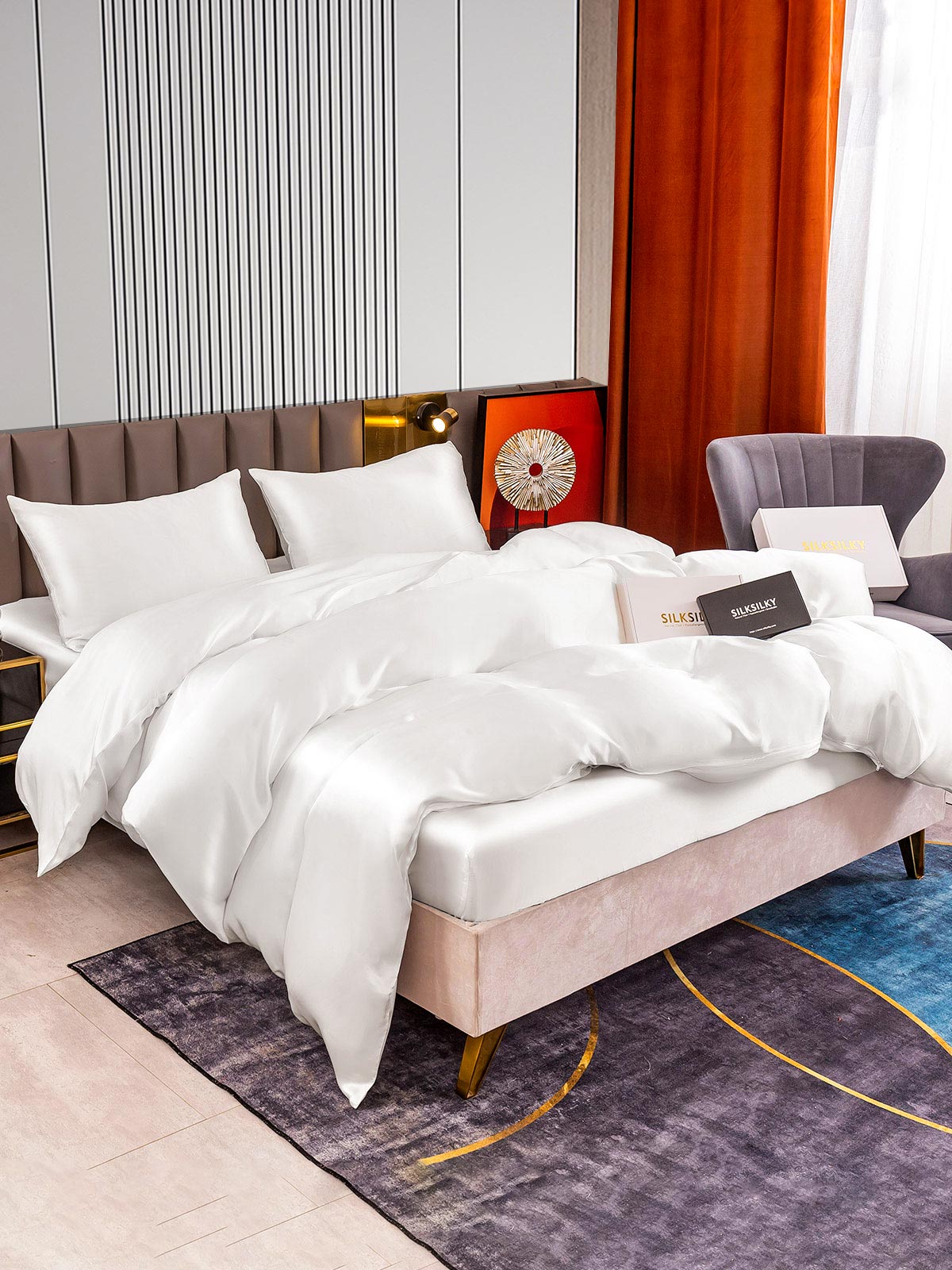 [Valkoinen] SilkSilky-FI 22Momme Bedding Set 004