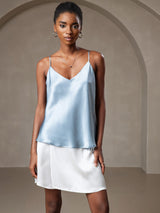 [Harmaansininen] SilkSilky-FI Spaghetti Strap V Neck Camisole Top 006