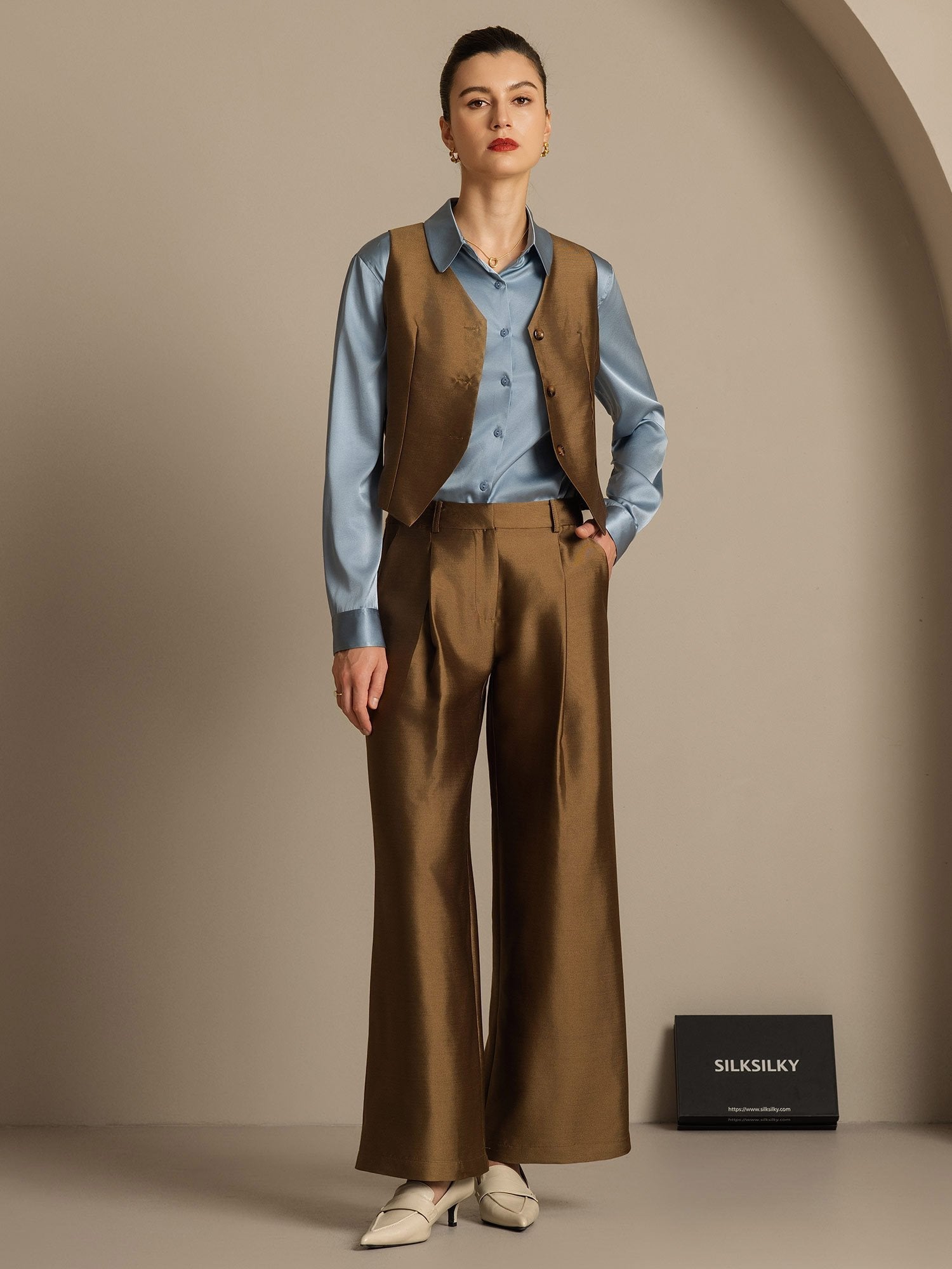 [Pronssi] SilkSilky-FI 32Momme Silk-Wool Blend Womens Pants 008,