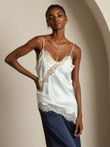 [Vaaleansininen] SilkSilky-FI Spaghetti Strap V Neck Camisole Top 007