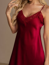 [Viini] SilkSilky-FI Spaghetti Strap V Neck Yöpaita 008