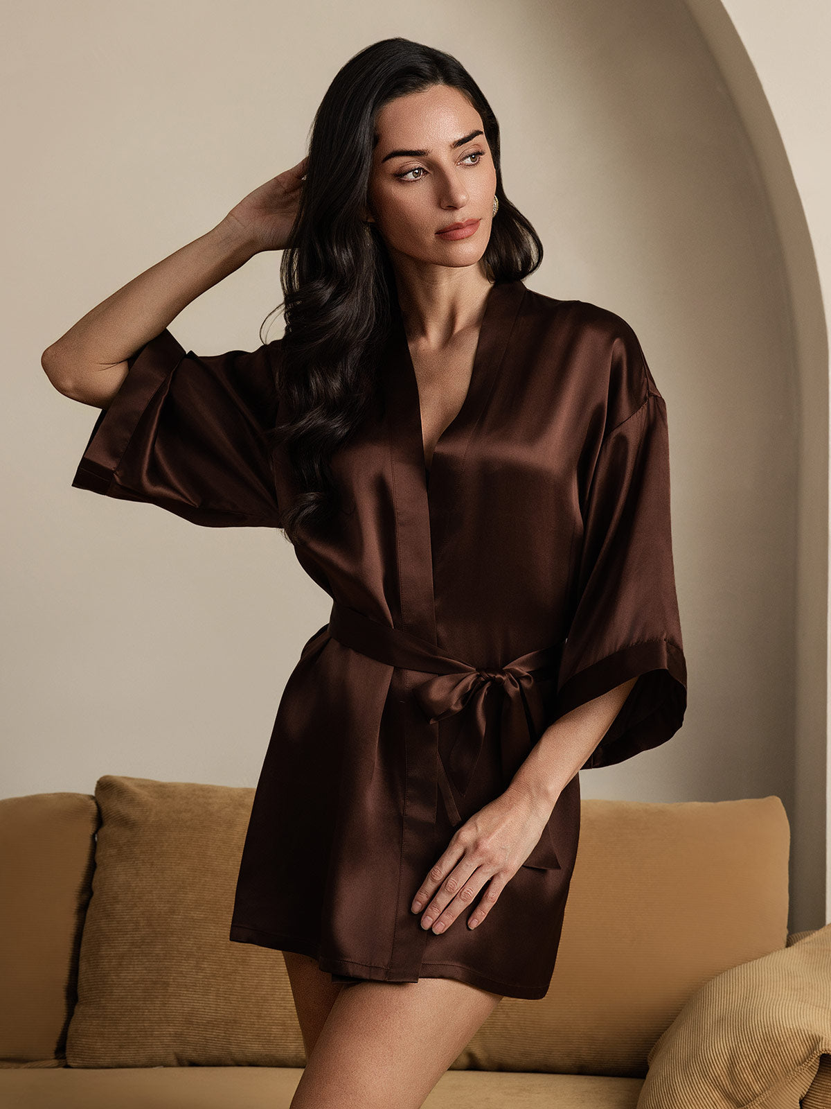 [Kahvi] SilkSilky-FI Womens Robe 006